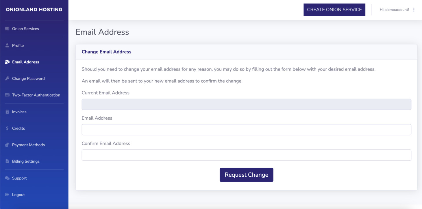 Navigate to the Email Address tab